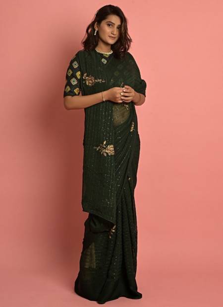 Green Colour RIHANA DARK fancy Printed Party Wear Latest Saree Collection 4705